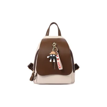 TUCANO PU University Student Everyday Backpack Regular Women's Ecru/Coffee