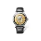 Silver Case Black Dial Black Leather