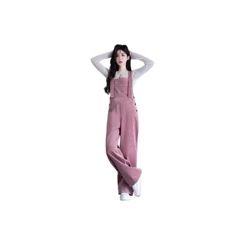 You cow me pants Overalls Women's Rubber Pink