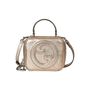 GUCCI Blondie Leather Shoulder Bag Crossbody Bag Handbag Small Size Women's Gold