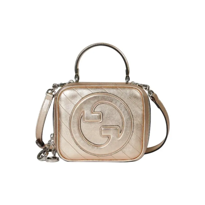 GUCCI Blondie Leather Shoulder Bag Crossbody Bag Handbag Small Size Women's Gold-0
