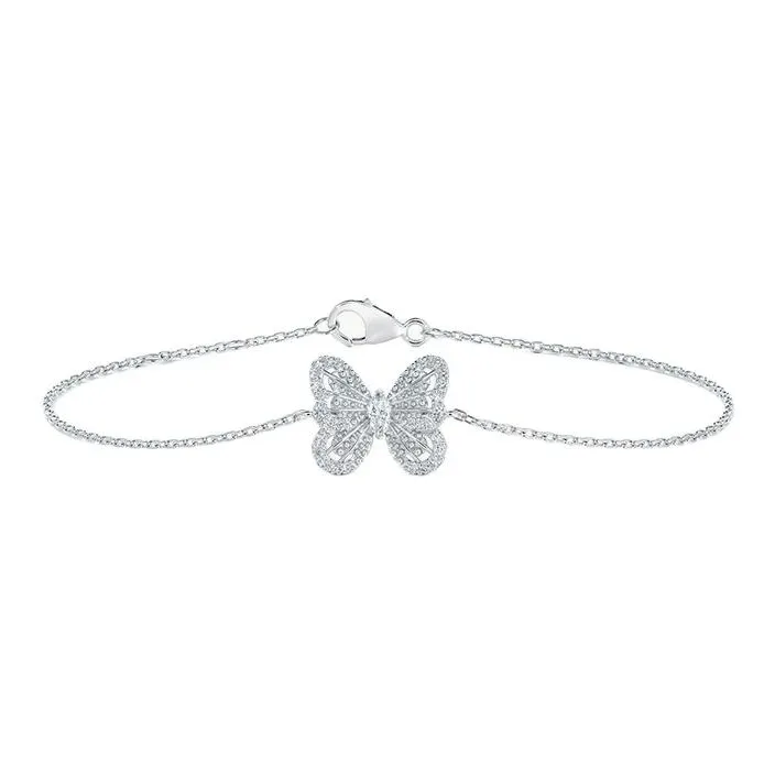 De Beers 18kt White Gold Portraits Of Nature Butterfly Diamond Bracelet-0