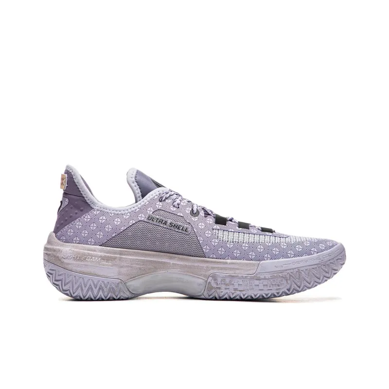 LiNing Shudder Cushioning Anti Slip And Wear Resistant Lightweight Rebound Low Top Basketball Shoes Men's Purple Black-1