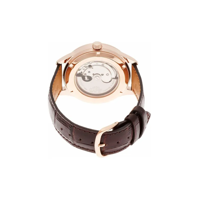CITIZEN Automatic Mechanical Movement Cowhide Strap Watch Men's Watch White Dial-1