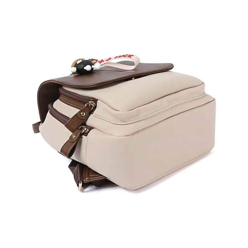 TUCANO PU University Student Everyday Backpack Regular Women's Ecru/Coffee-4