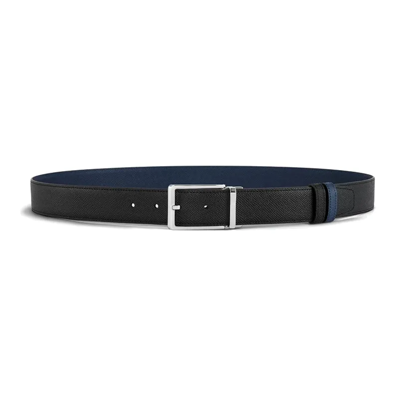 Dunhill Double Sided Design, Pin Buckle Cow Leather Belts Men's Black/Blue Width 3.5CM-1
