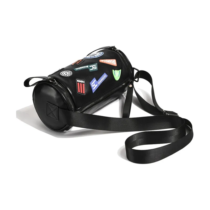 Fillove PU Crossbody Bag Regular Unisex Black/White-3