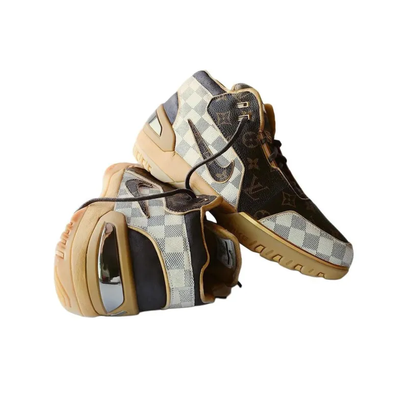 LOUIS VUITTON x Nike Air Zoom Generation Anti Slip Wear Resistant Low Top Casual Shoes Men's Brown White-4