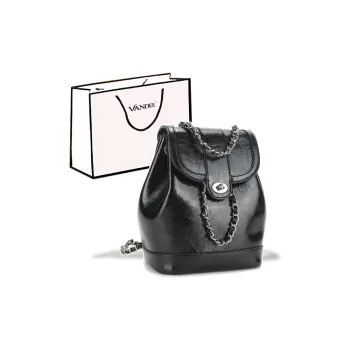 VANDEE Waxed Leather Backpack Regular Women's Black/Silver