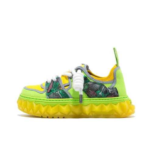 OETZI Skateboard Shoes Unisex Low-Top Light Green With Yellow Accents