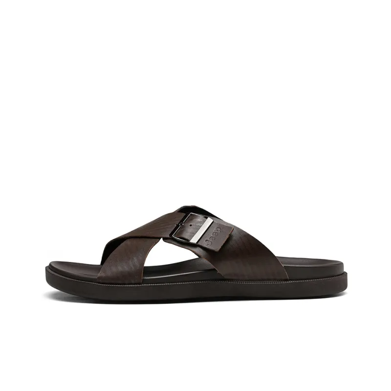 Jeep Slide Slippers Men Black/Dark Brown-5