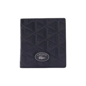 LACOSTE Split Cow Leather Wallet Men's Black