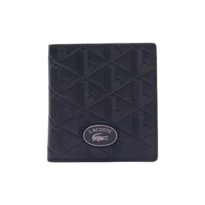 LACOSTE Split Cow Leather Wallet Men's Black-0