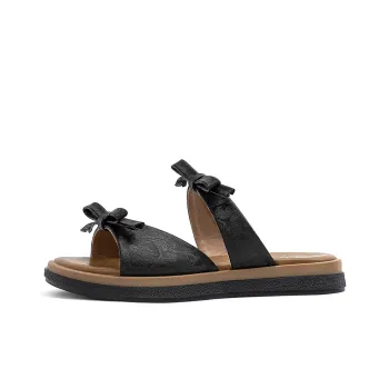 OMS Slide Slippers Women's Black/Beige/Green