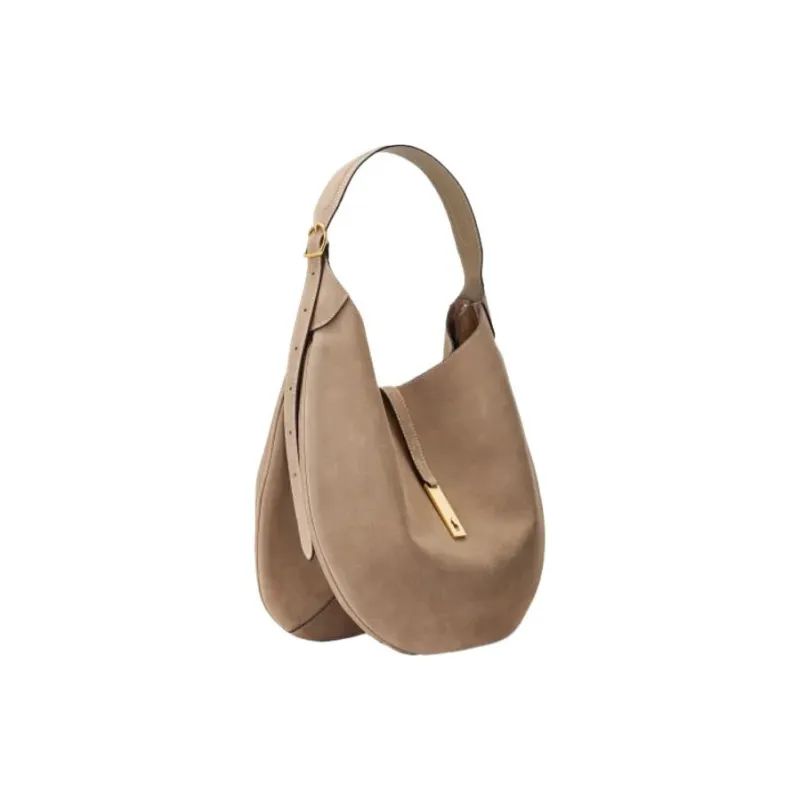 Polo Ralph Lauren Polo ID Suede Cow Leather Handbag, Shoulder Bag Large Size Women's Camel-1
