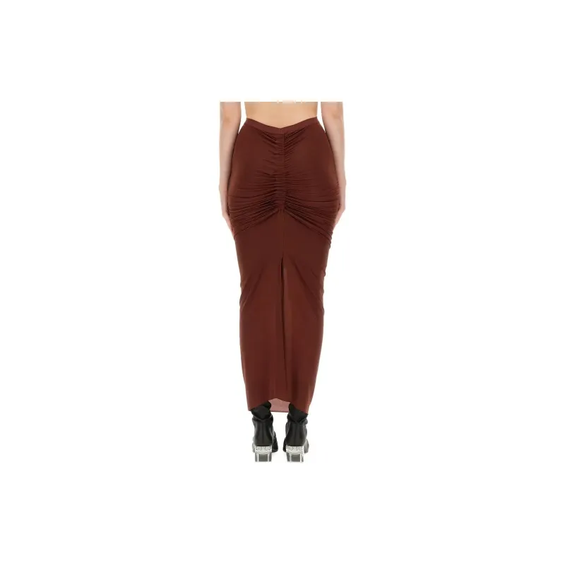 RICK OWENS Shrimp Ruched Maxi Skirt-1
