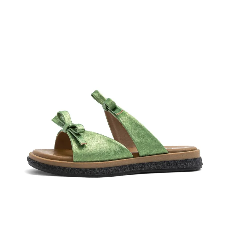 OMS Slide Slippers Women's Black/Beige/Green-10