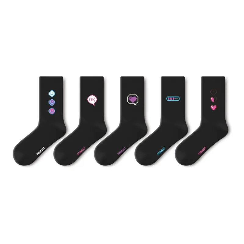 Primeet Mid Calf Socks Spring Summer Women's 5 Pack White-25