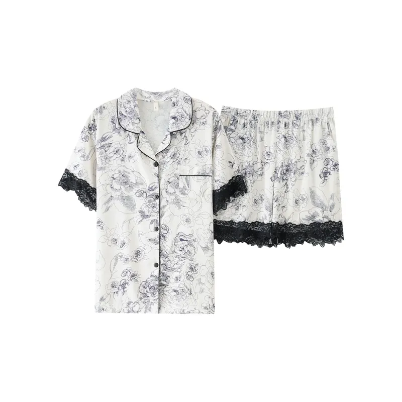 The Story Of The Flower Season Pajama Set Women's White-0