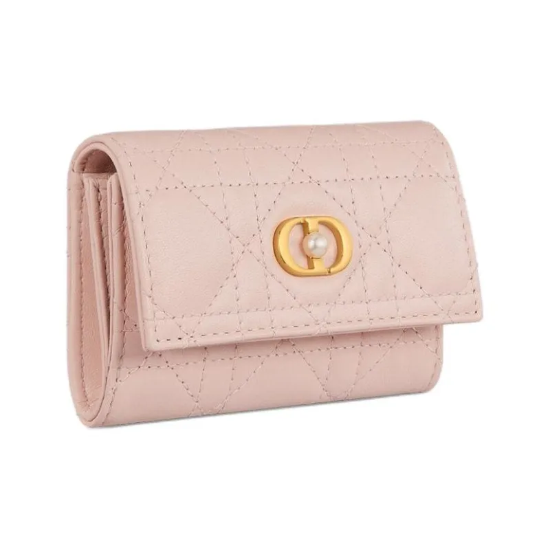 DIOR Sheepskin Wallet Women's Rouge Pink-1