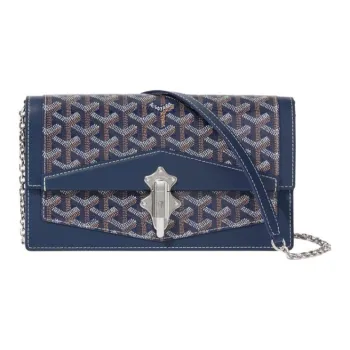 GOYARD Canvas With Calfskin Shoulder Bag Crossbody Bag Women's Marine Blue
