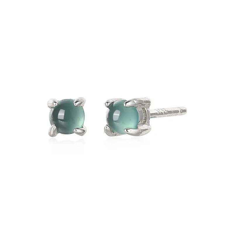 Cuiya Golden Building Ice Glutinous Jadeite Stud Earrings Unisex-6