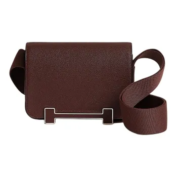 HERMES Geta Mysore Goat Skin Wooden Sandal Bag Crossbody Bag Shoulder Bag Women's Saddle Red