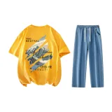 Set (Yellow T-Shirts+Dark Blue Jeans)