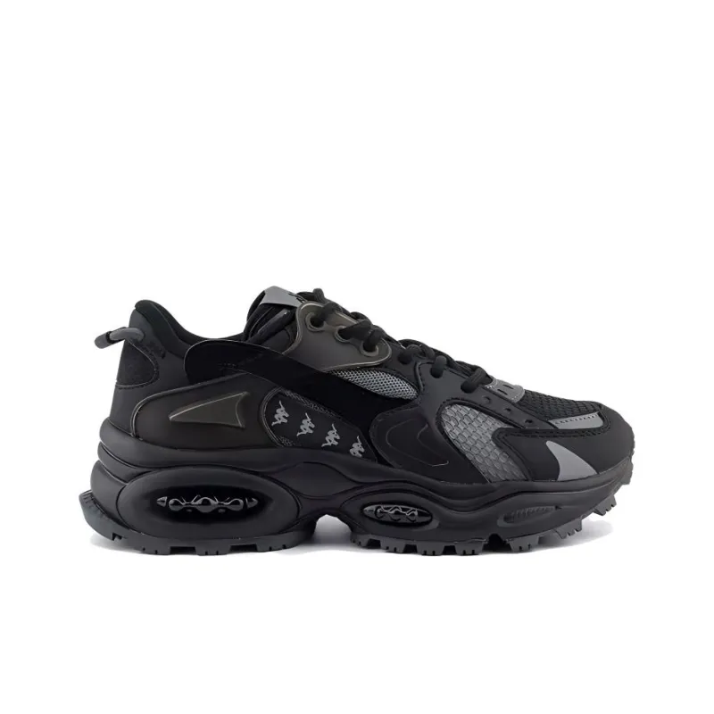 Kappa Anti Slip Wear Resistant Low Top Chunky Sneakers Unisex Black-1