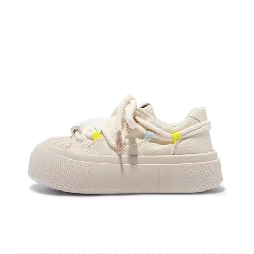 LXVB Low-Top Skateboard Shoes Women's Ecru