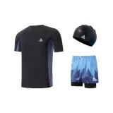 Blue Swimming Shorts+Swimsuit+Swimming Cap