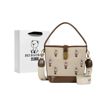 North Pack Canvas Bucket Bags One Shoulder Handbags Women's Ecru/Gray/Khaki
