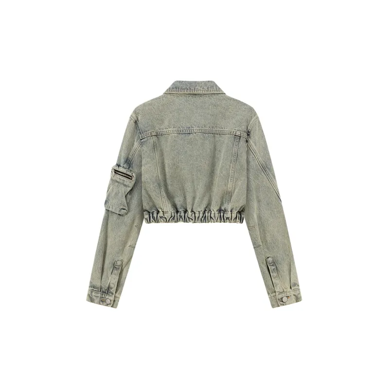 CHUU Cropped Coat Women's Denim Blue-1