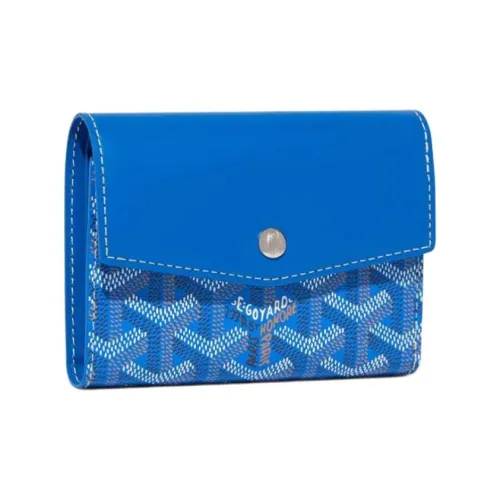 GOYARD Canvas With Calfskin Wallet Unisex Sky Blue