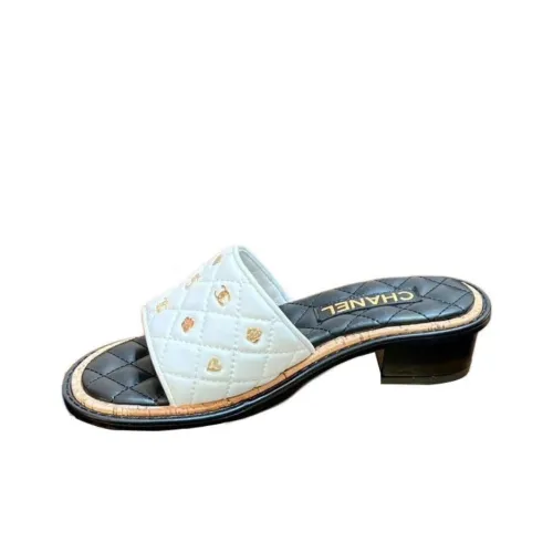 chanel Launch Slide Slippers Women's White