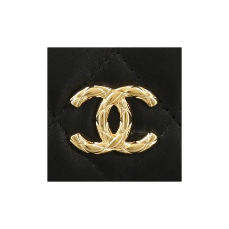 CHANEL Lambskin One Shoulder Crossbody Cell Phone Pouch Women's Black-7