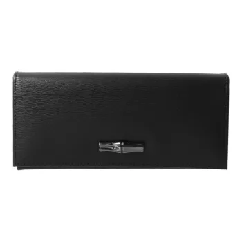 LONGCHAMP Calfskin Wallet Unisex Black
