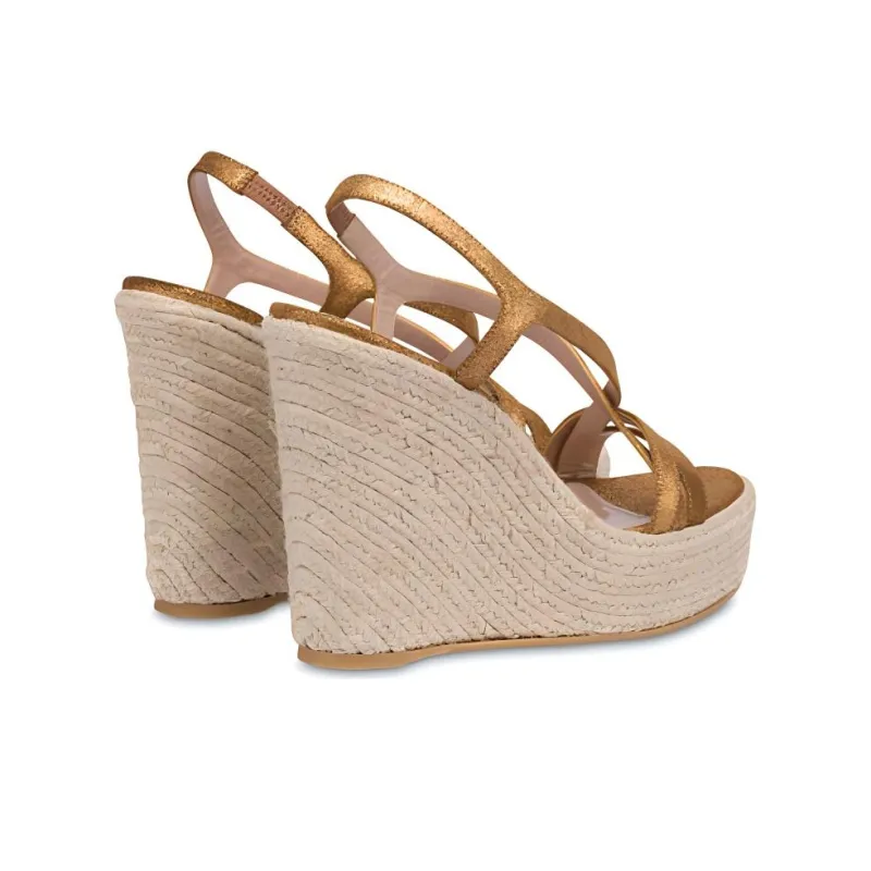Pollini Playa Strap Sandals 13cm Women's Gold-3