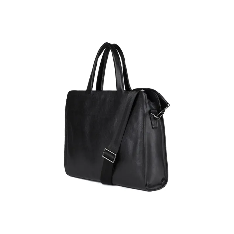 DOSRFINI Genuine Leather Top Grain Cow Leather Handbags Shoulder Bag Crossbody Bag Men's Black-3