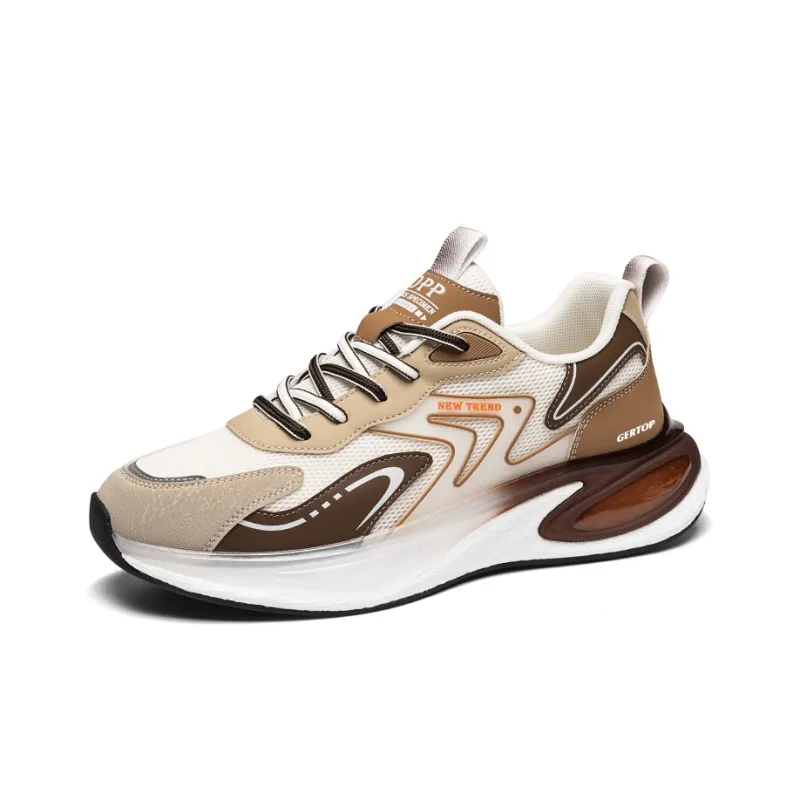 GERTOP Casual Shoes Men Low Top Gray Blue, Beige Brown-4