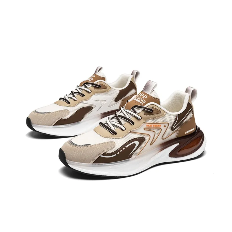 GERTOP Casual Shoes Men Low Top Gray Blue, Beige Brown-5