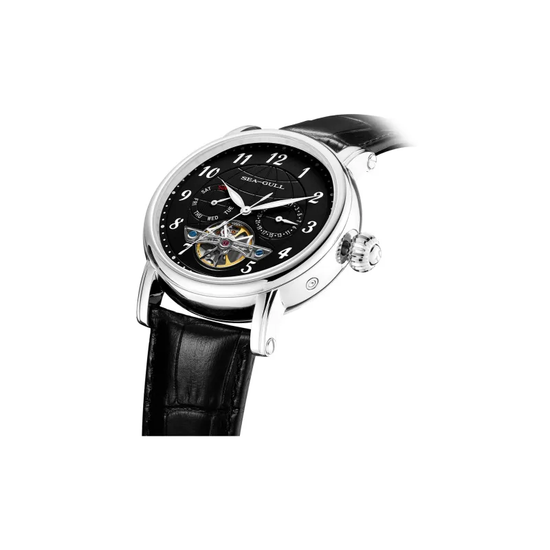 Sea Gull LE BRASSUS Automatic Mechanical Movement Genuine Leather Strap Watch Men's Watches White Dial-10