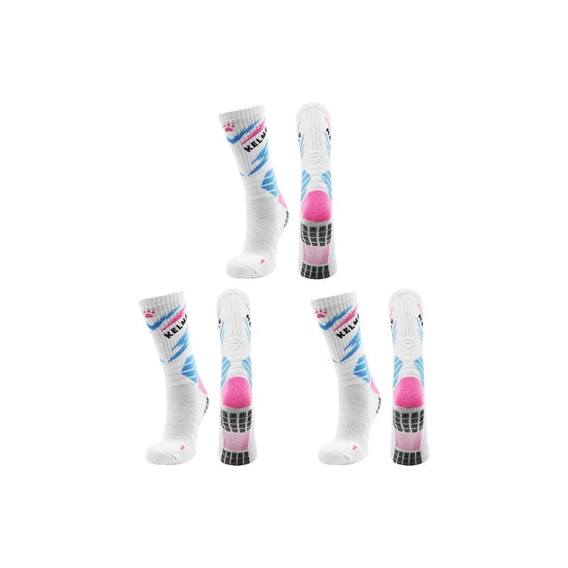 KELME Basketball Socks Unisex 3 Pack Black, White Blue, White Gray, White Green-7