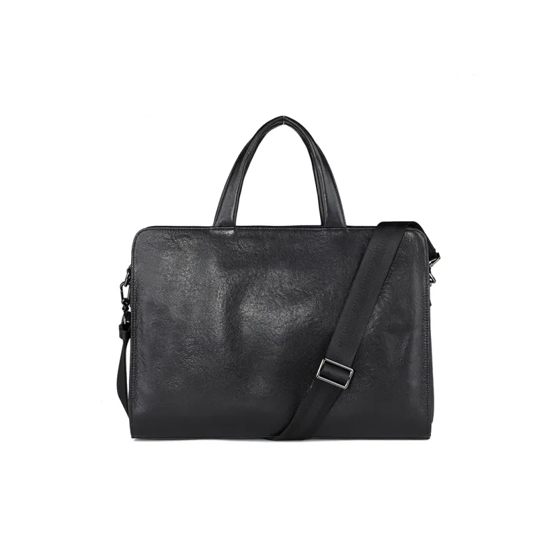 DOSRFINI Genuine Leather Top Grain Cow Leather Handbags Shoulder Bag Crossbody Bag Men's Black-0