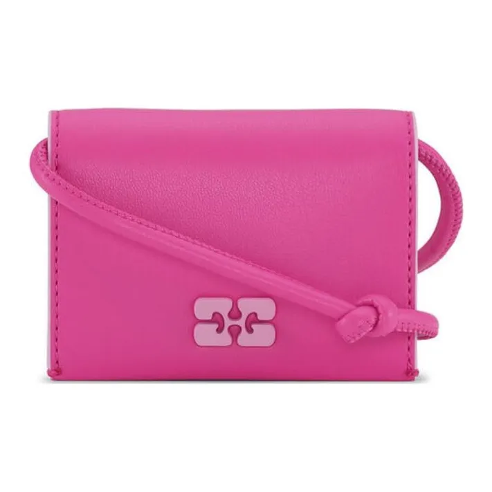 GANNI Patchwork Recycled Leather Shoulder Bag Crossbody Bag Wallet Women's Pink-0