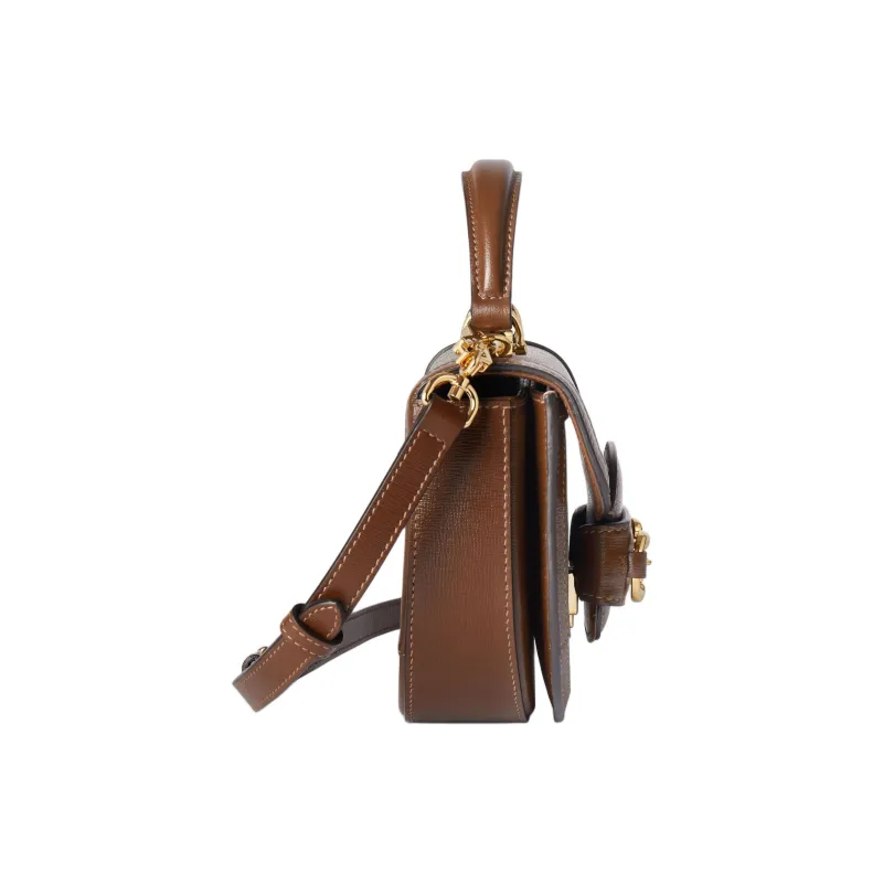 GUCCI Horsebit 1955 Canvas One Shoulder Handbags Mini Women's Beige & Ebony-3