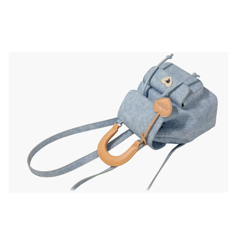 AILUXI Synthetic Leather Backpack Regular Women's Denim Blue-3