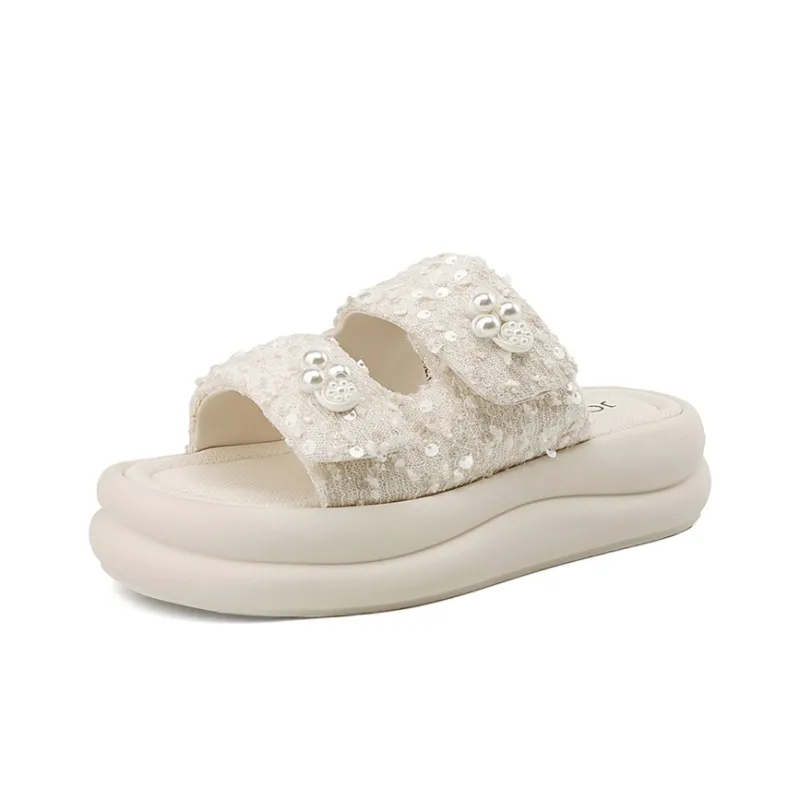 JOSINY PU Polyurethane Cut-Out Woven Slip-Resistant Slide Slippers Women's-1