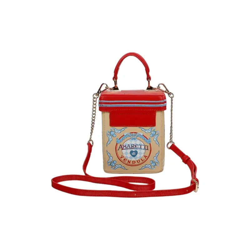 Vendula PU Crossbody One Shoulder Handbag Medium Size Women's Red & Beige-2