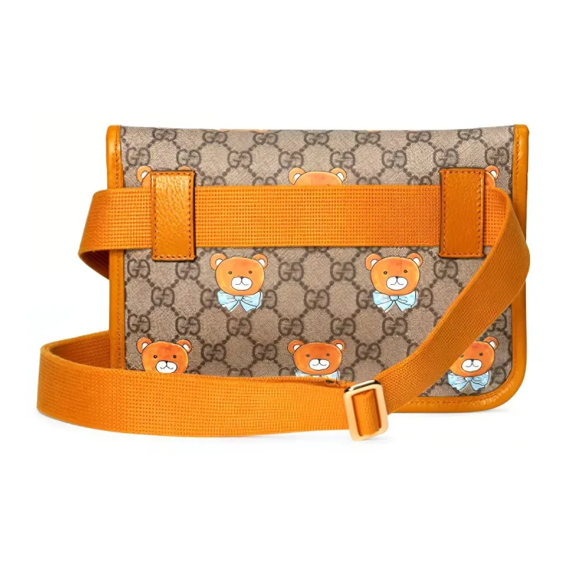 GUCCI Canvas With Leather Fanny Pack Sling Bags Small Size Unisex Ebony/Brown-3